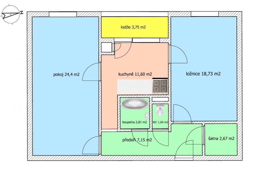 Prodej bytu 2+1 v osobním vlastnictví v Brně Řečkovicích
