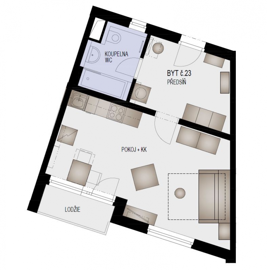EFI Residence Holzova 28, novostavba 1+kk s lodžií v Brně-Líšni