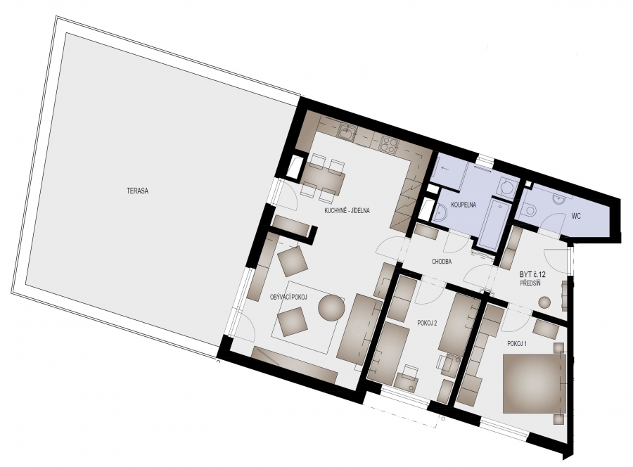 EFI Residence Holzova 28, novostavba 3+kk s terasou v Brně-Líšni