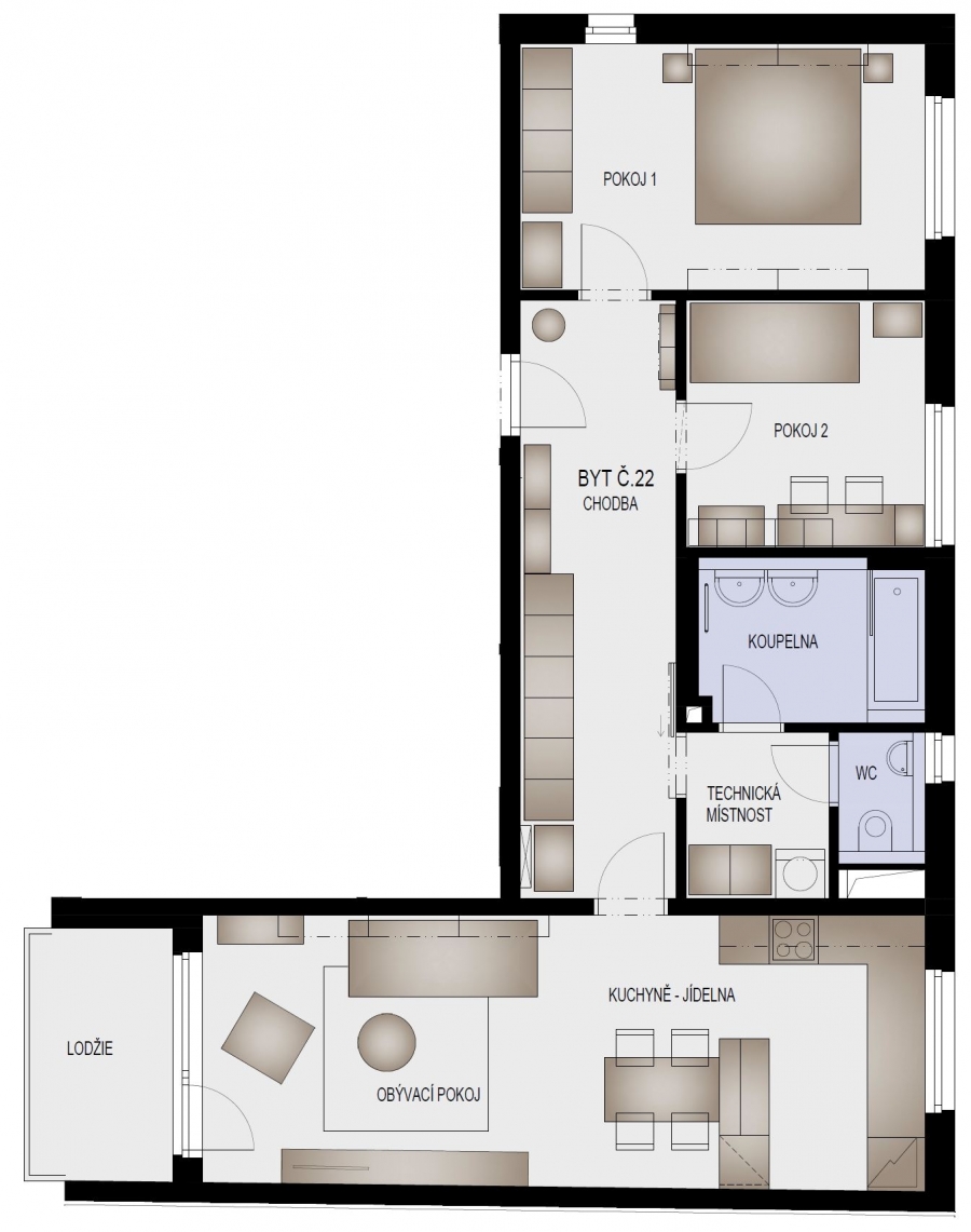 EFI Residence Holzova 28, novostavba 3+kk s lodžií v Brně-Líšni