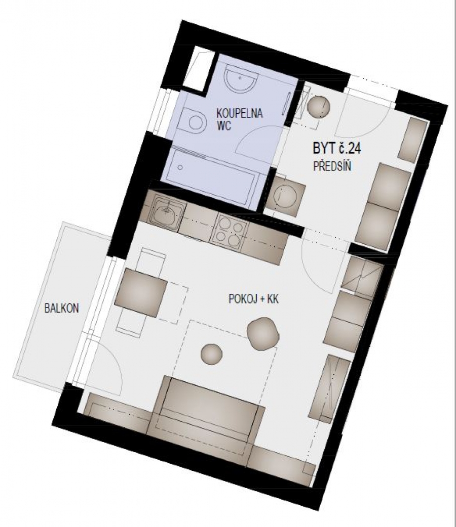 EFI Residence Holzova 28, novostavba 1+kk s balkonem v Brně-Líšni