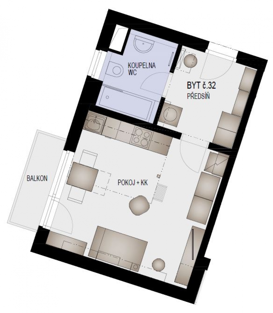 EFI Residence Holzova 28, novostavba 1+kk s balkonem v Brně-Líšni