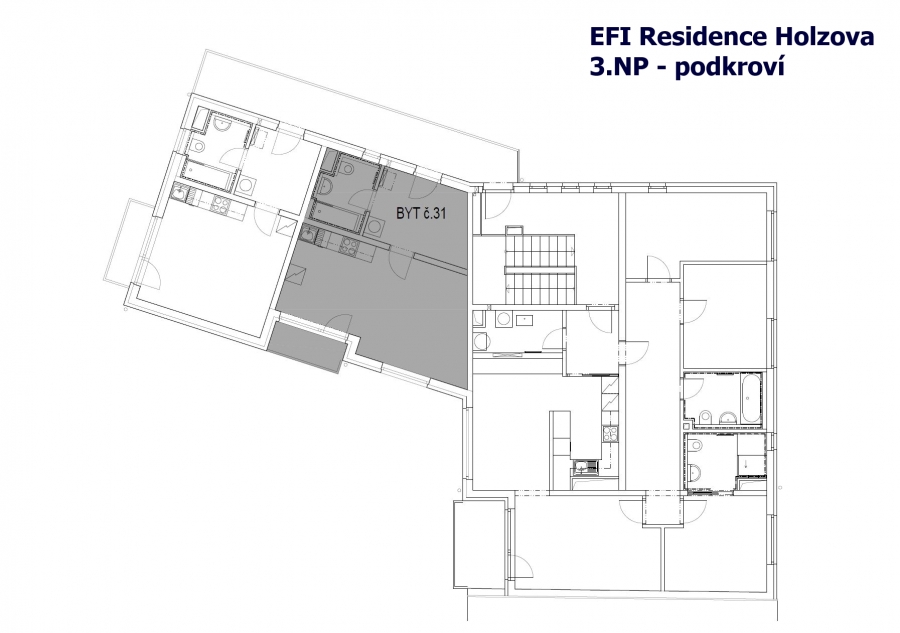 EFI Residence Holzova 28, novostavba 1+kk s lodžií v Brně-Líšni