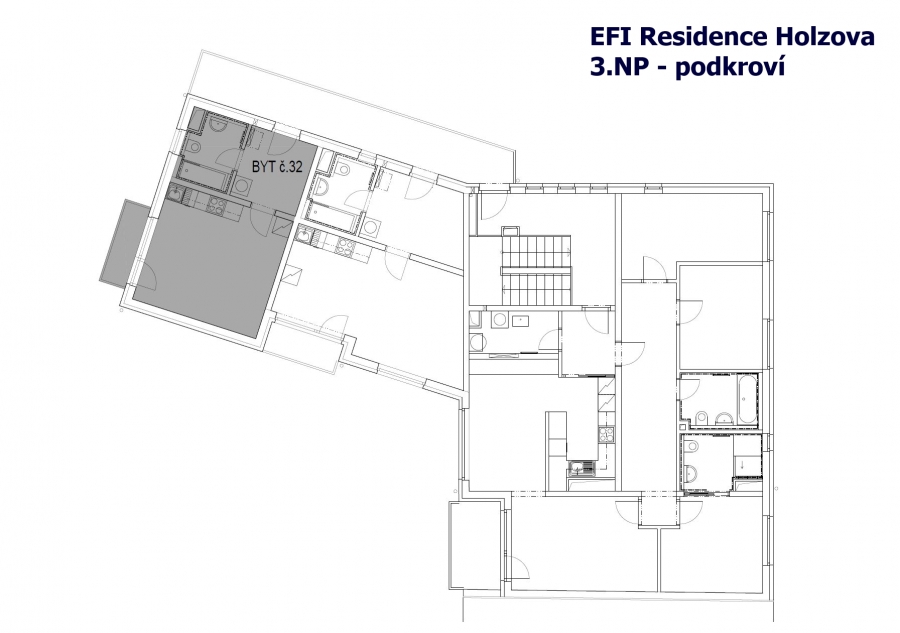 EFI Residence Holzova 28, novostavba 1+kk s balkonem v Brně-Líšni